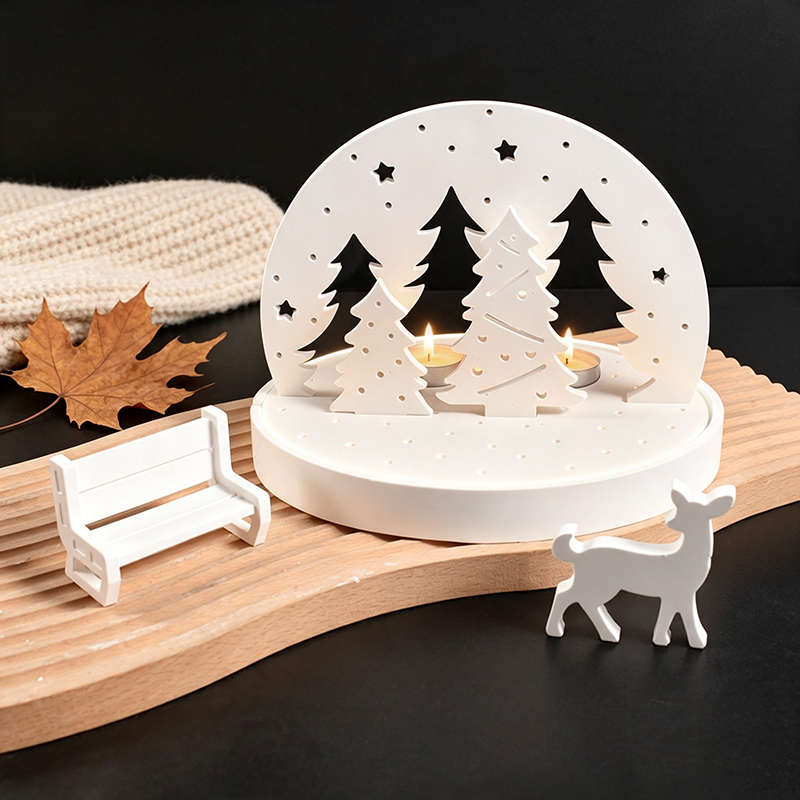 Candle Making Kit - Noel Geyiği Tealight Mumluk Silikon Kalıpları,